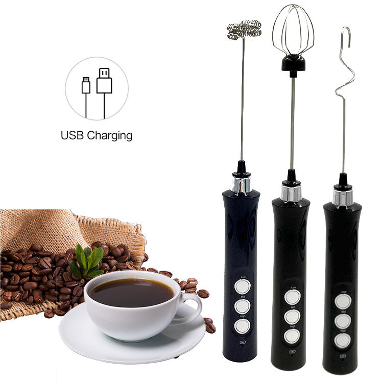 Rechargeable Electric Milk Frother – Stainless Steel Handheld Mixer with Base for Coffee, Baking & Egg Beating