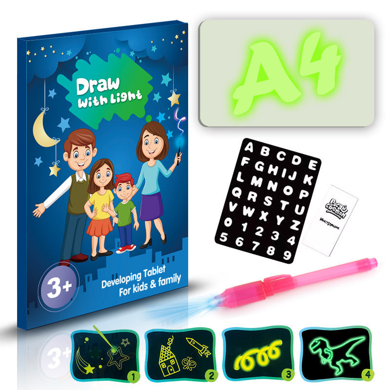 Educational Toy Drawing Pad 3D | Magic 8 Light Effects Puzzle Board Sketchpad