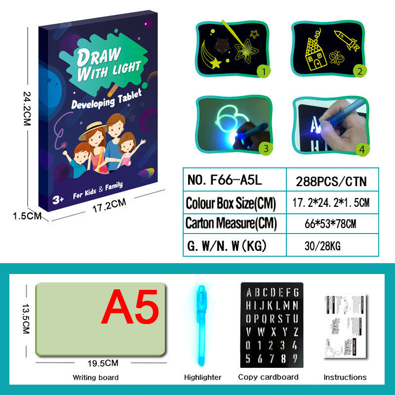 Educational Toy Drawing Pad 3D | Magic 8 Light Effects Puzzle Board Sketchpad