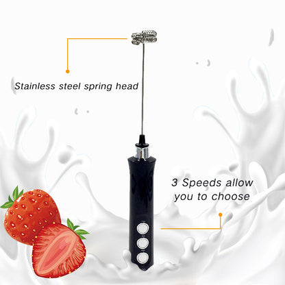 Rechargeable Electric Milk Frother – Stainless Steel Handheld Mixer with Base for Coffee, Baking & Egg Beating
