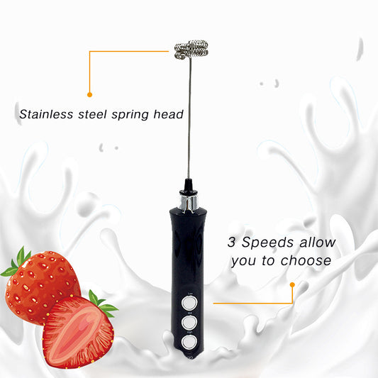 Rechargeable Electric Milk Frother – Stainless Steel Handheld Mixer with Base for Coffee, Baking & Egg Beating