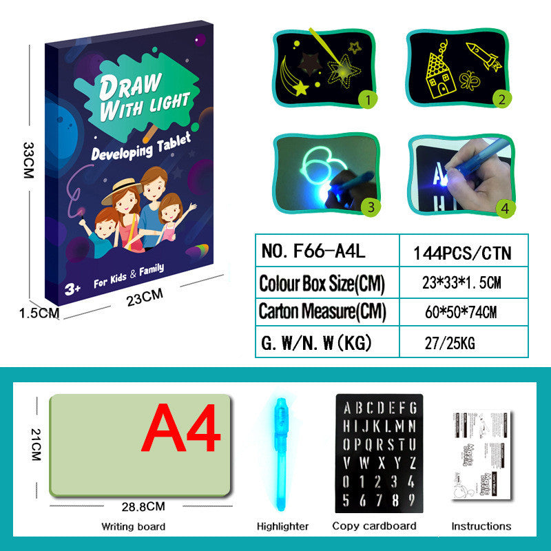 Educational Toy Drawing Pad 3D | Magic 8 Light Effects Puzzle Board Sketchpad
