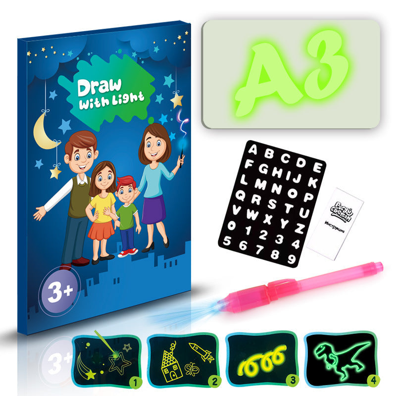 Educational Toy Drawing Pad 3D | Magic 8 Light Effects Puzzle Board Sketchpad